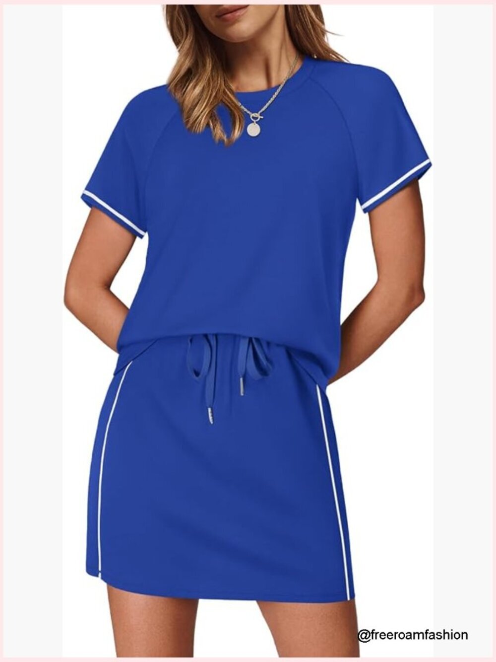 2 Piece Skirt Set with Built-In Shorts Workout Travel Outfit